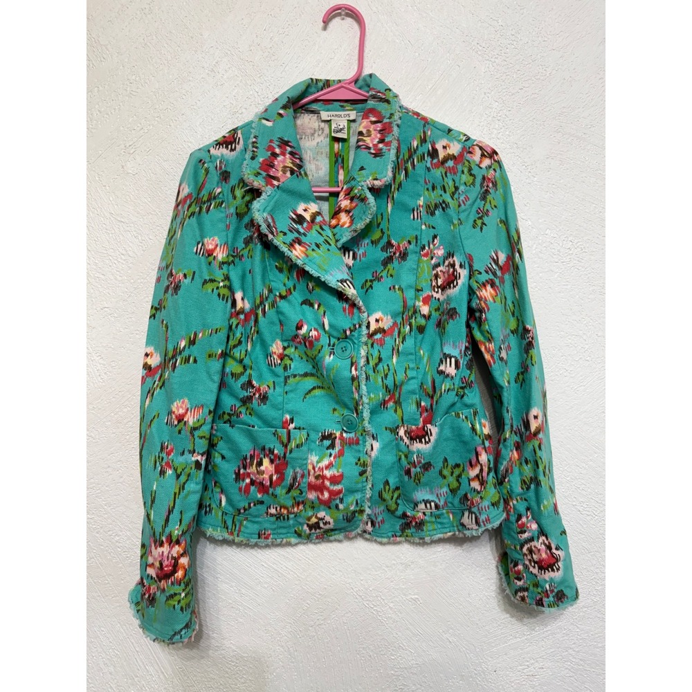 Harold's Bright Floral Jacket Blazer Retro Stunning Women 4 Work Office Style